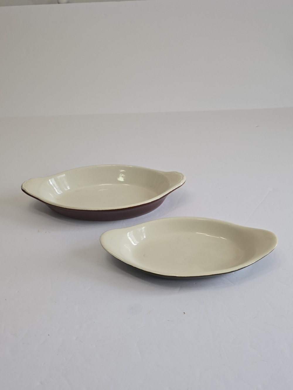 Vintage Set Of 2 Hall 529 & 521 Oval Au Gratin Casserole Dish USA Brown Green
